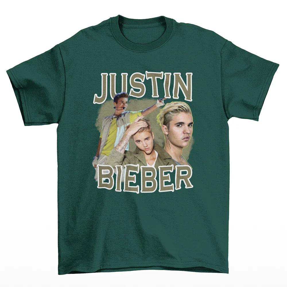 Camiseta Básica Justin Bieber Aesthetic Graphic Verde