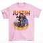 Camiseta Básica Justin Bieber Fire Rosa Bebê 