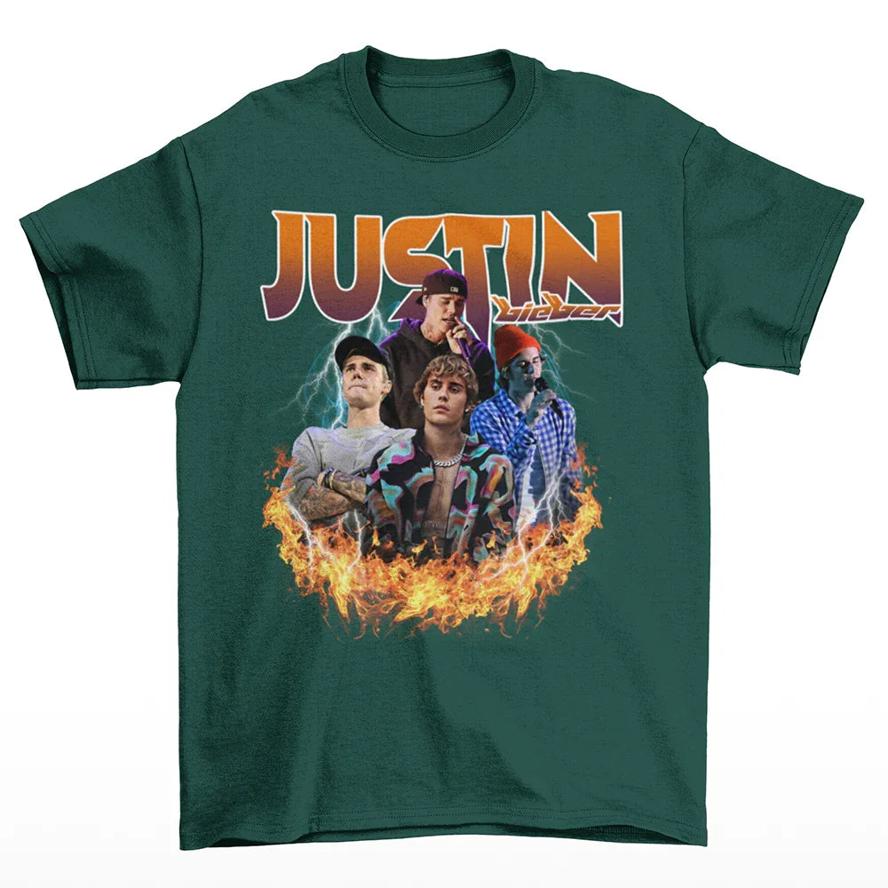 Camiseta Básica Justin Bieber Fire Verde