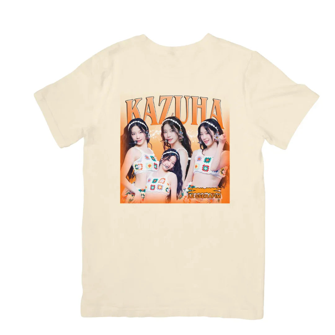 Camiseta Básica Le Sserafim Kazuha Graphic - pérola