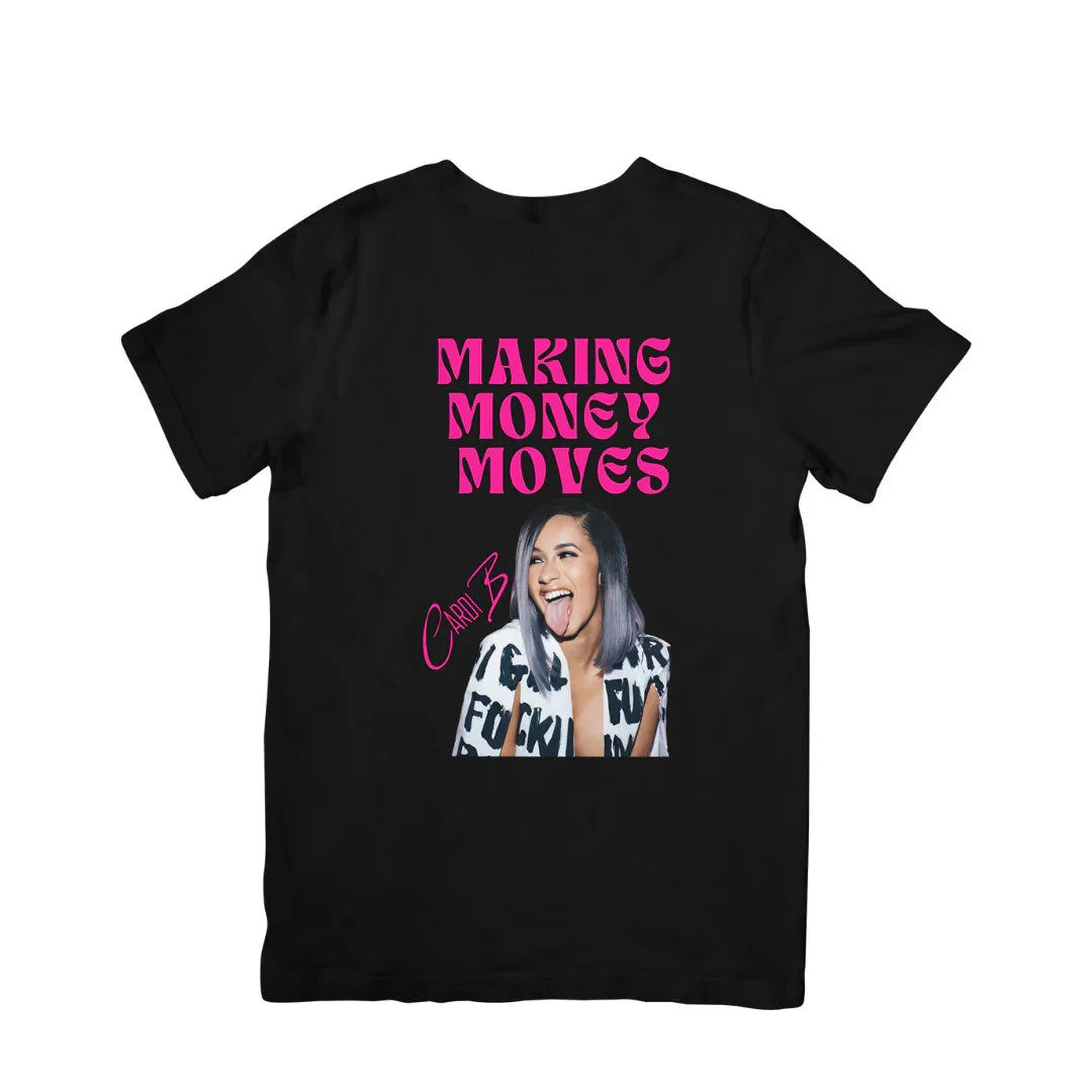 Camiseta Básica Cardi B Making Money Moves Preto