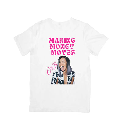 Camiseta Básica Cardi B Making Money Moves Branco
