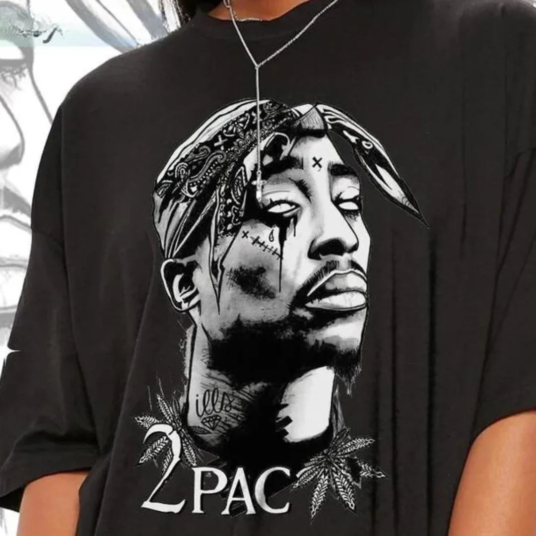 Camiseta Básica Tupac Merch-PRETO