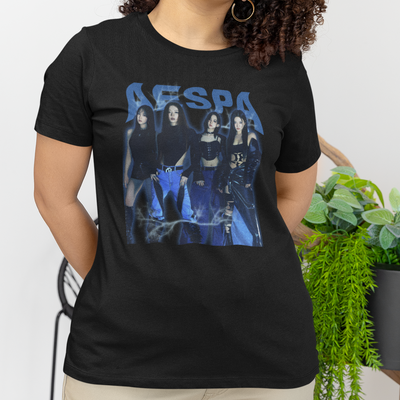 Camiseta Básica Aespa Kpop Retro Graphic