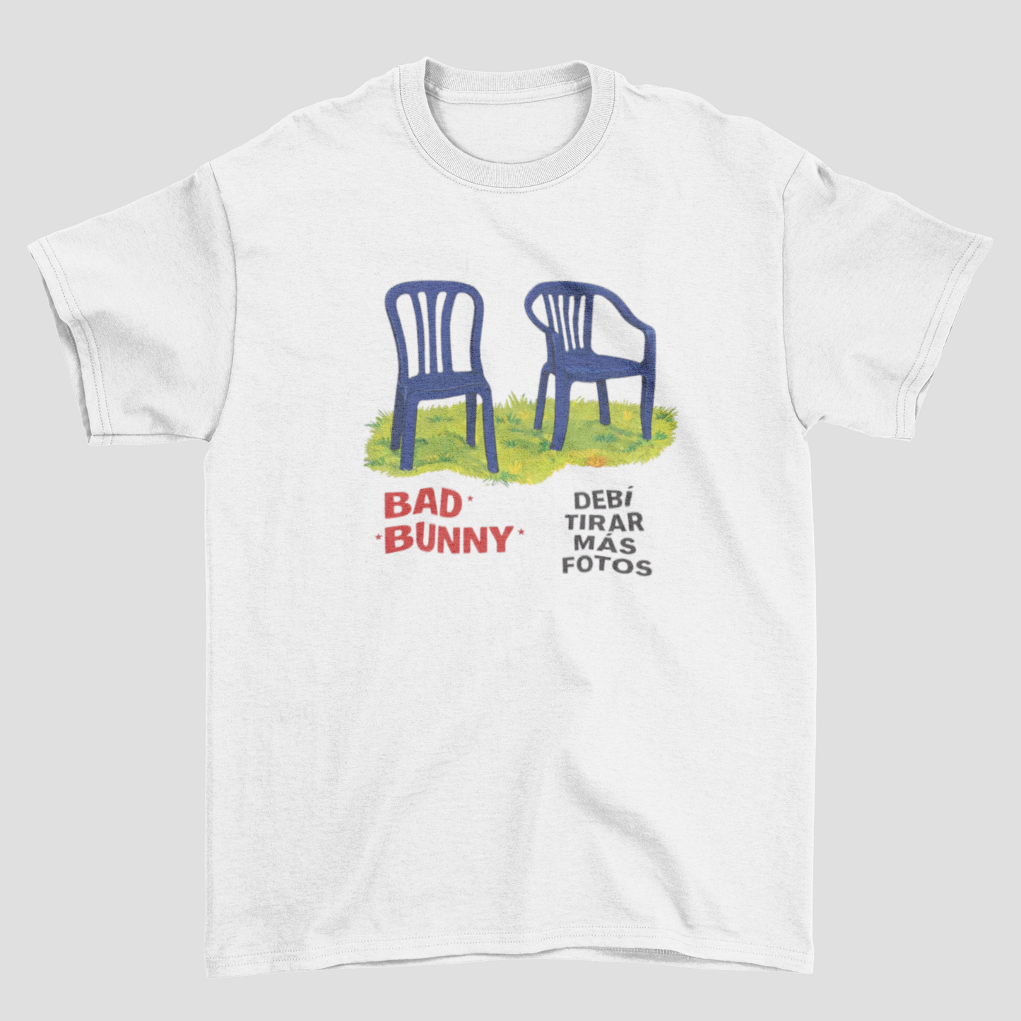 Camiseta Básica Bad Bunny Cadeiras Ilustração