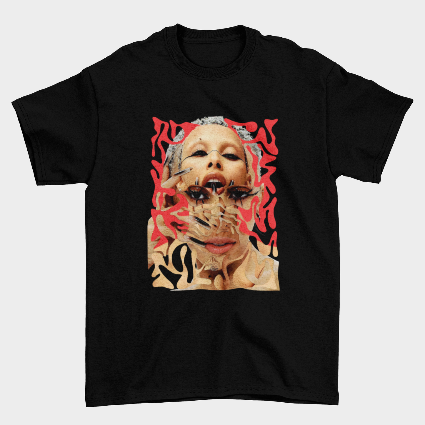 Camiseta Básica Doja Cat Rosto Psicodélico