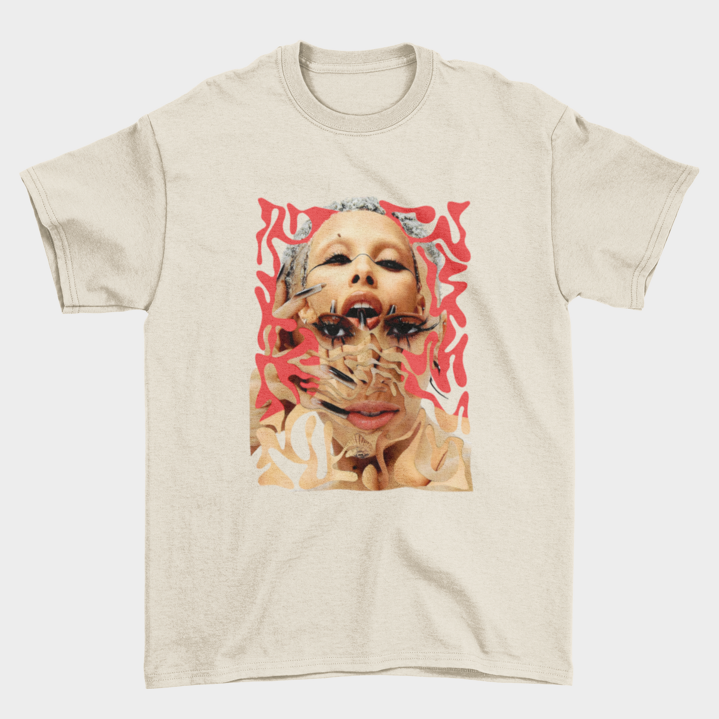 Camiseta Básica Doja Cat Rosto Psicodélico