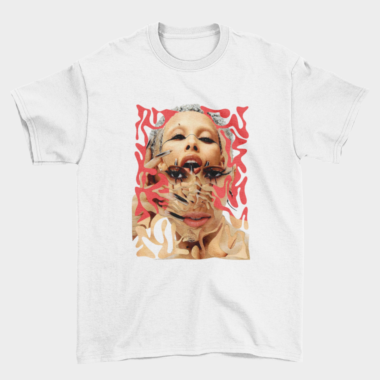 Camiseta Básica Doja Cat Rosto Psicodélico