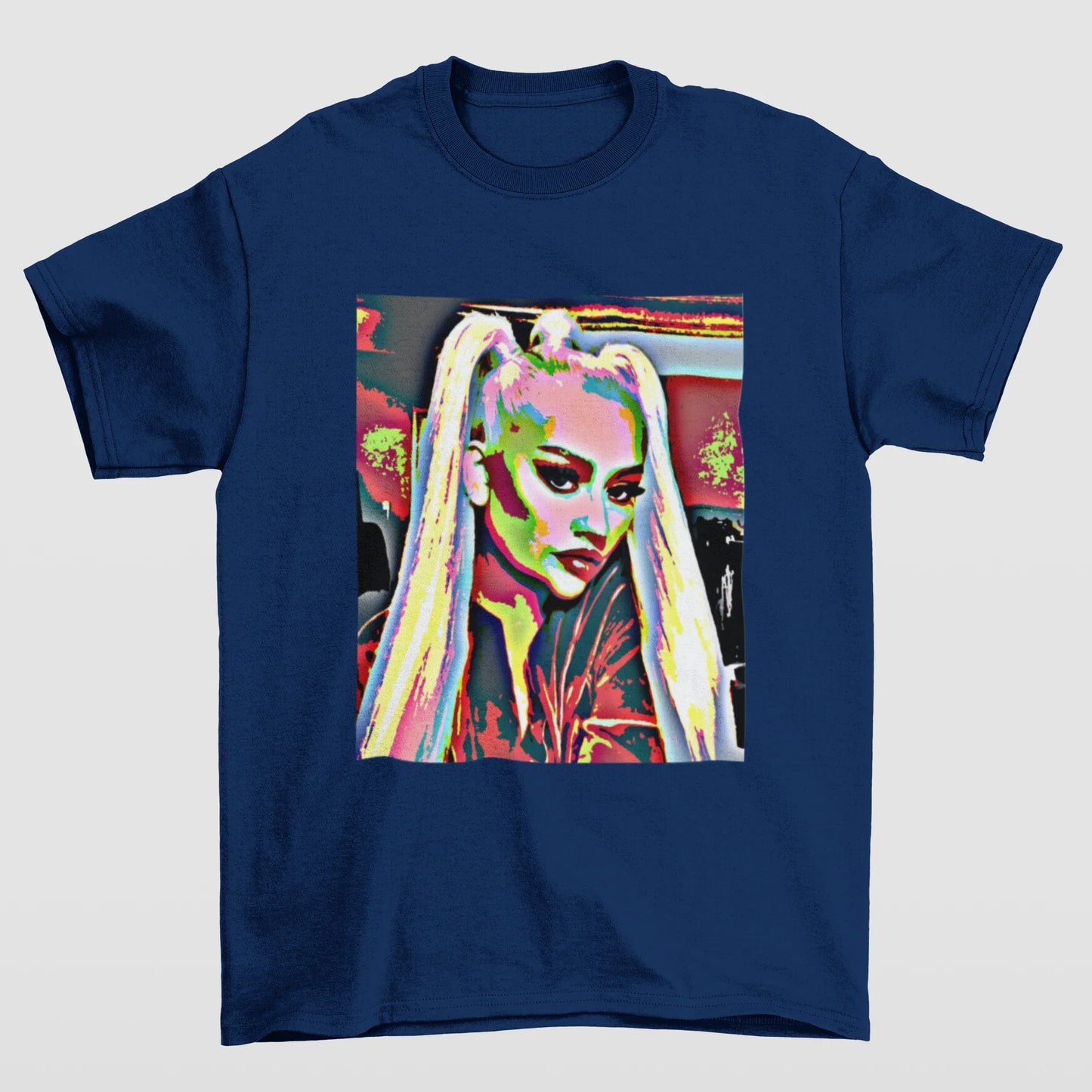 Camiseta Básica Christina Aguilera Pop Art- azul-marinho