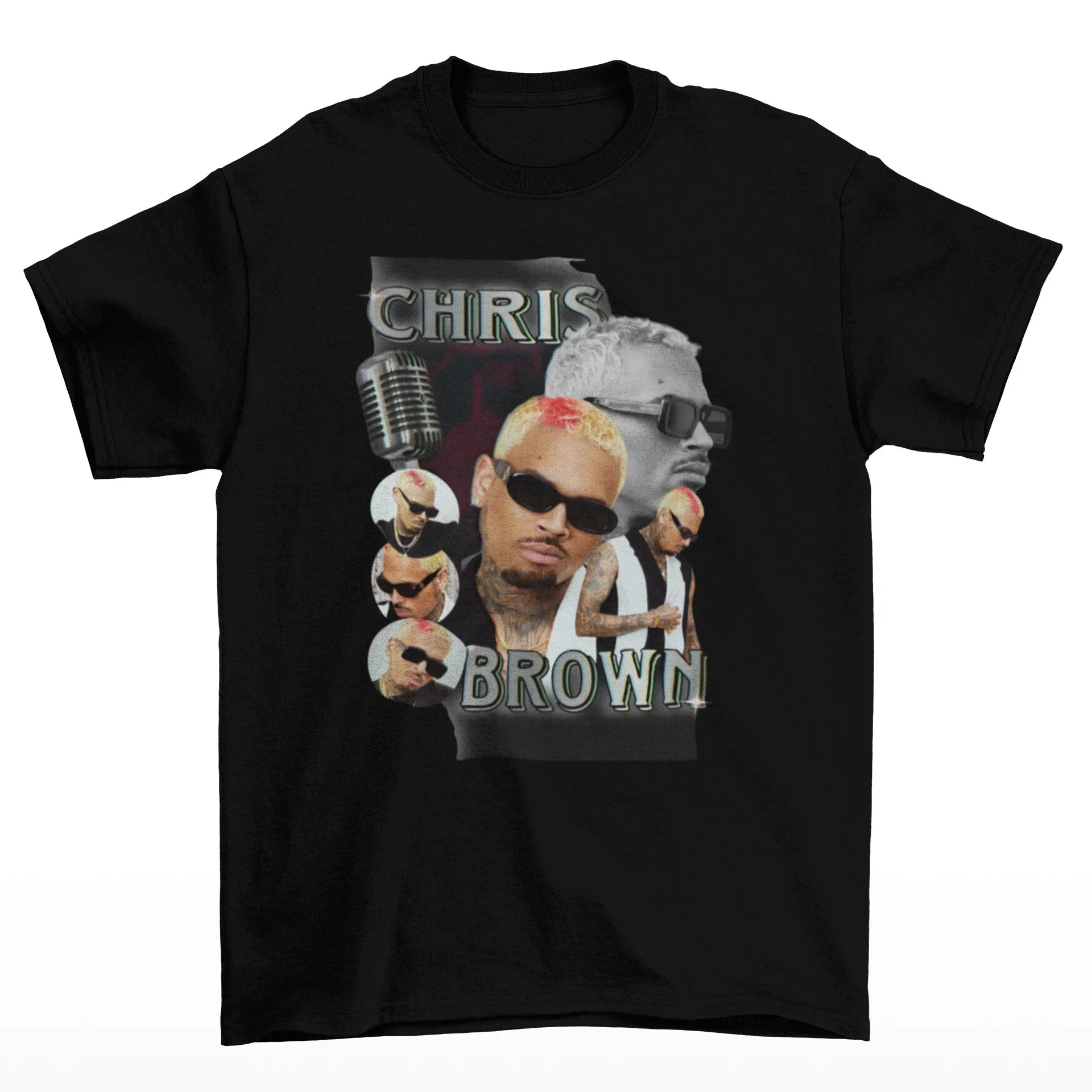 Camiseta Básica Chris Brown Aesthetic Graphic- preto