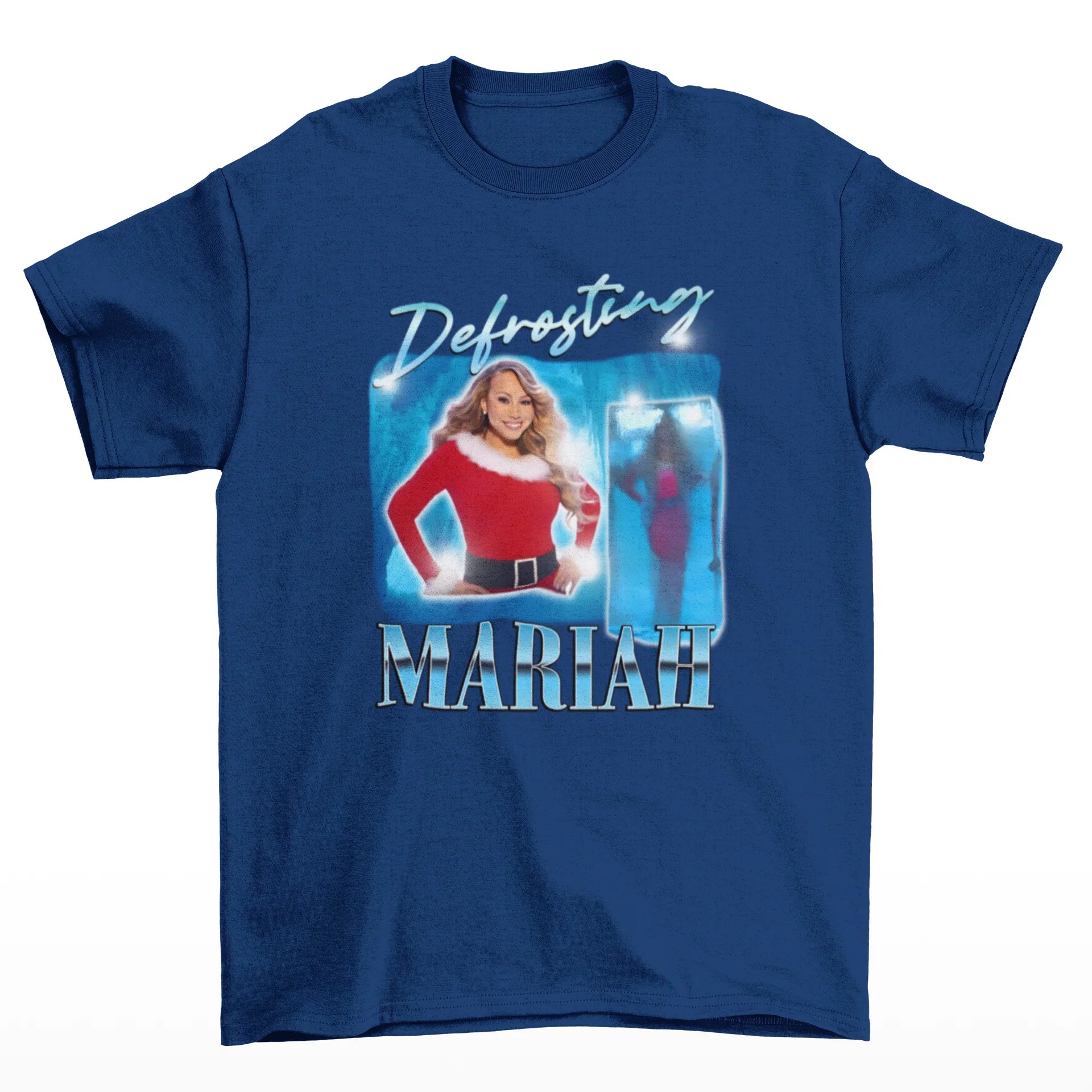 Camiseta Básica Christmas Mariah Carey Defrosting- azul-marinho