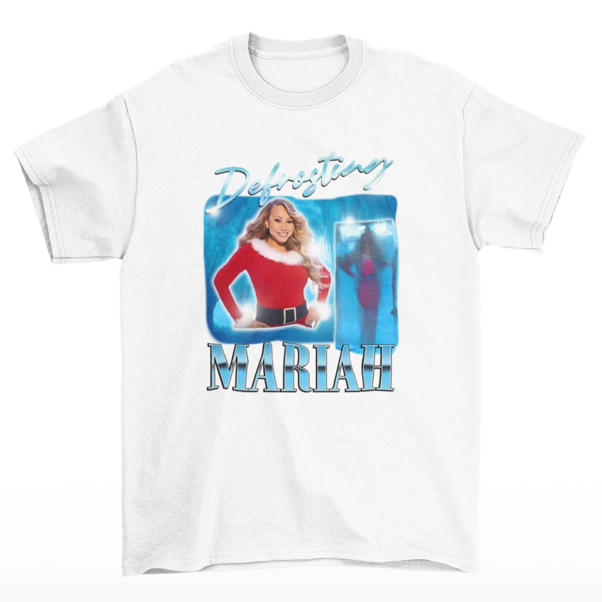 Camiseta Básica Christmas Mariah Carey Defrosting- branco

