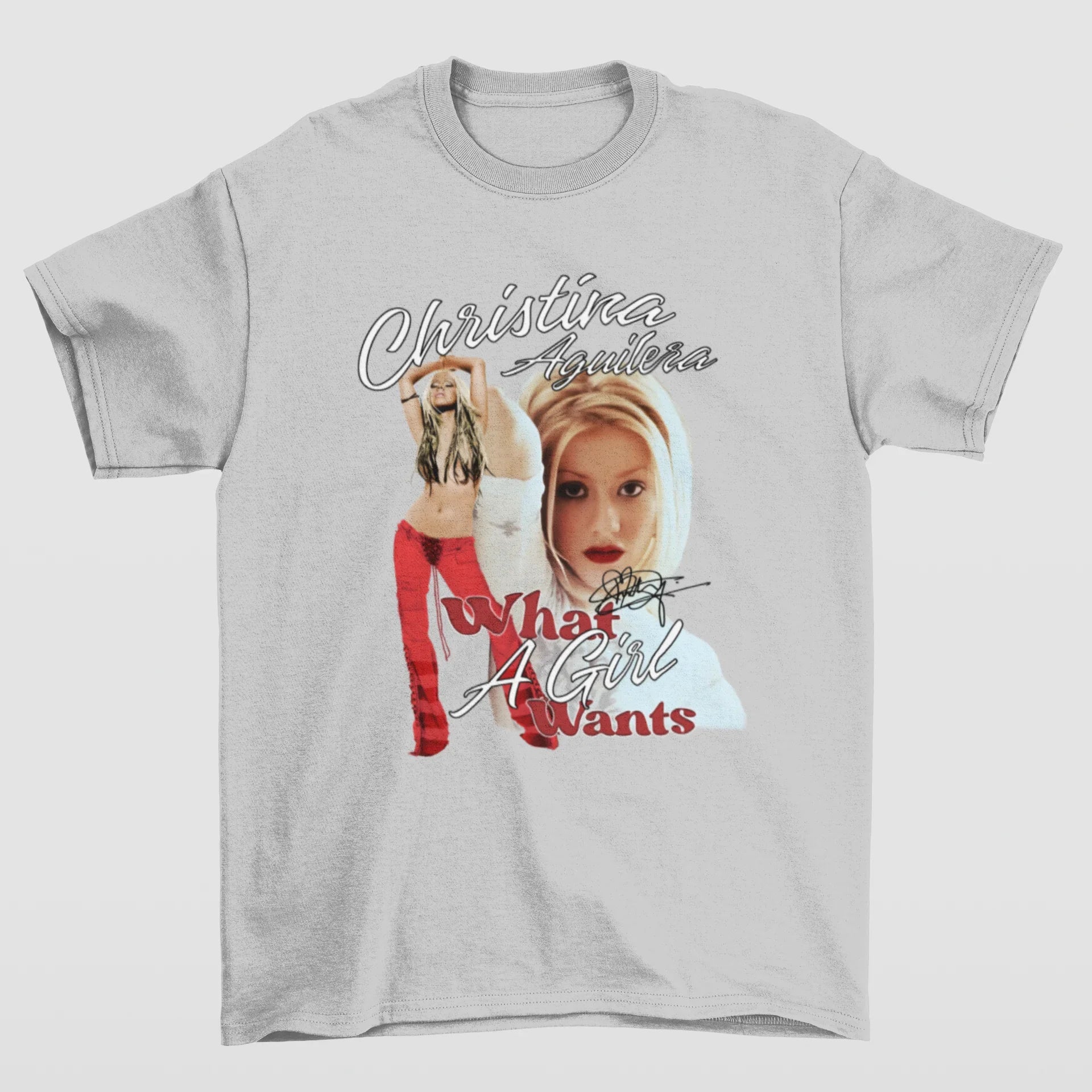 Camiseta Básica Christina Aguilera What a Girl Wants- cinza