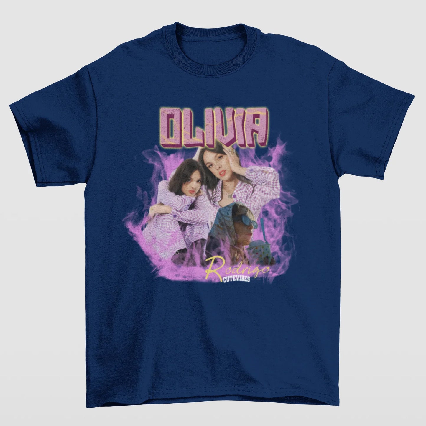Camiseta Básica Olivia Rodrigo Cute Vibes- azul-marinho