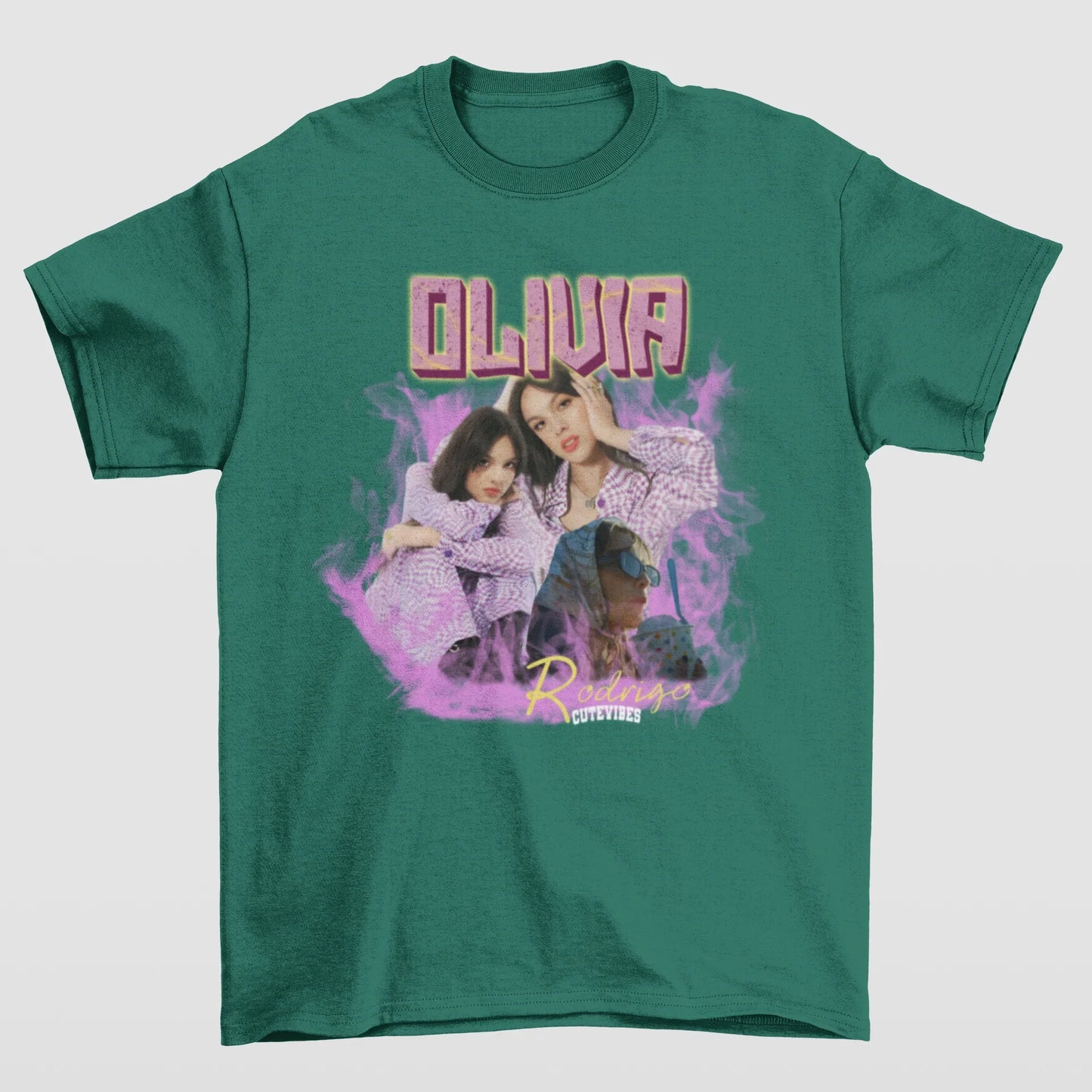 Camiseta Básica Olivia Rodrigo Cute Vibes- verde
