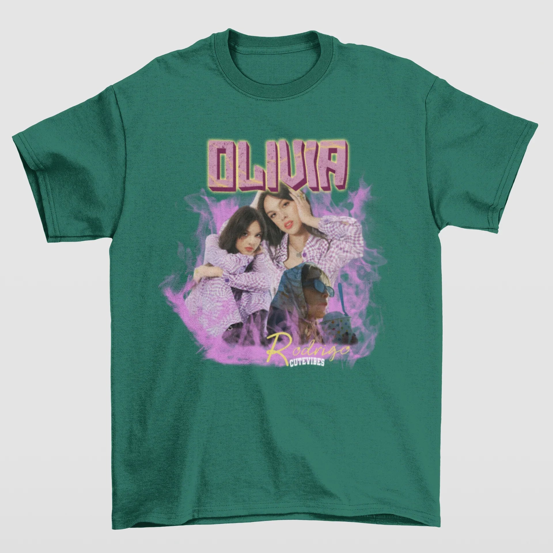 Camiseta Básica Olivia Rodrigo Cute Vibes- verde