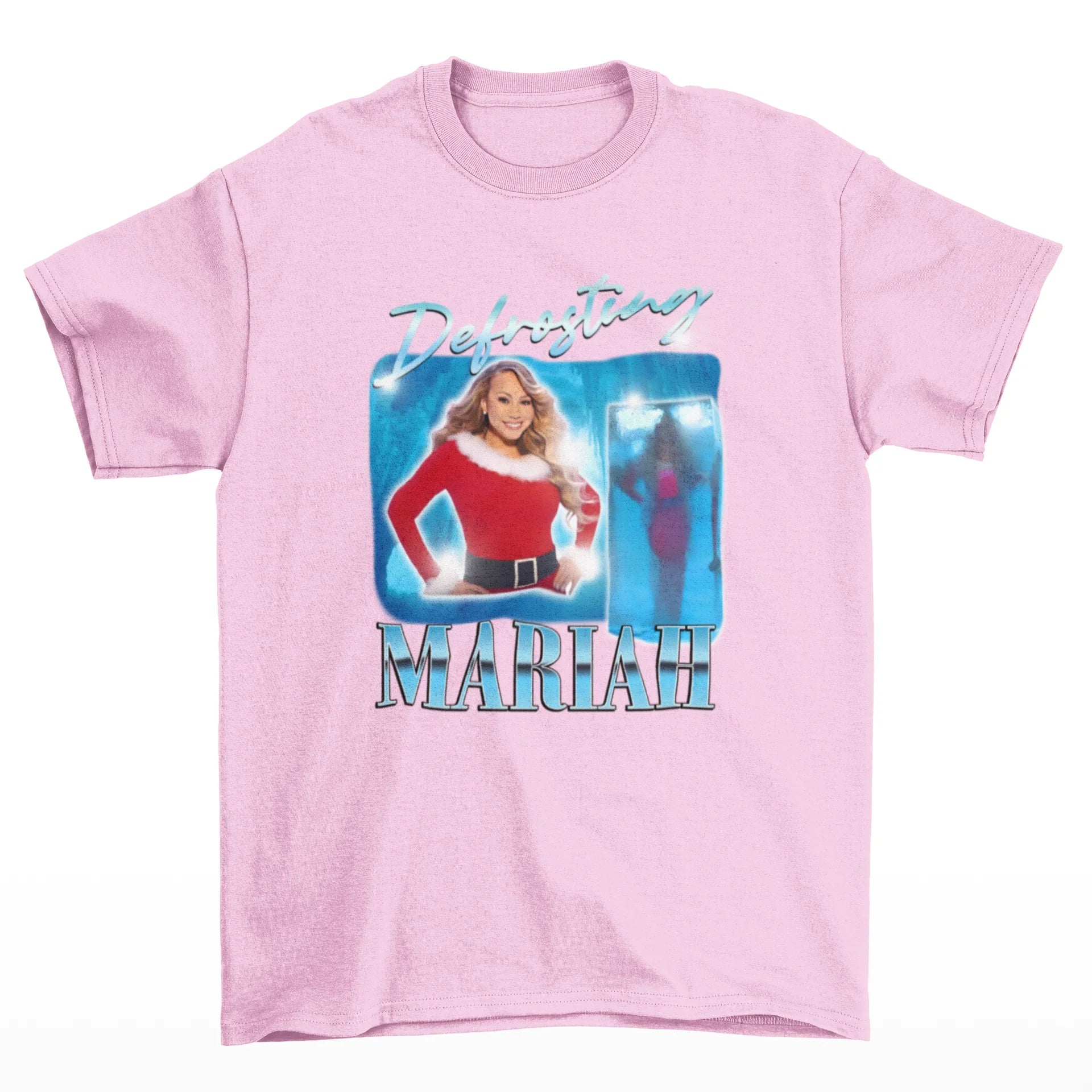 Camiseta Básica Christmas Mariah Carey Defrosting- rosa bebe