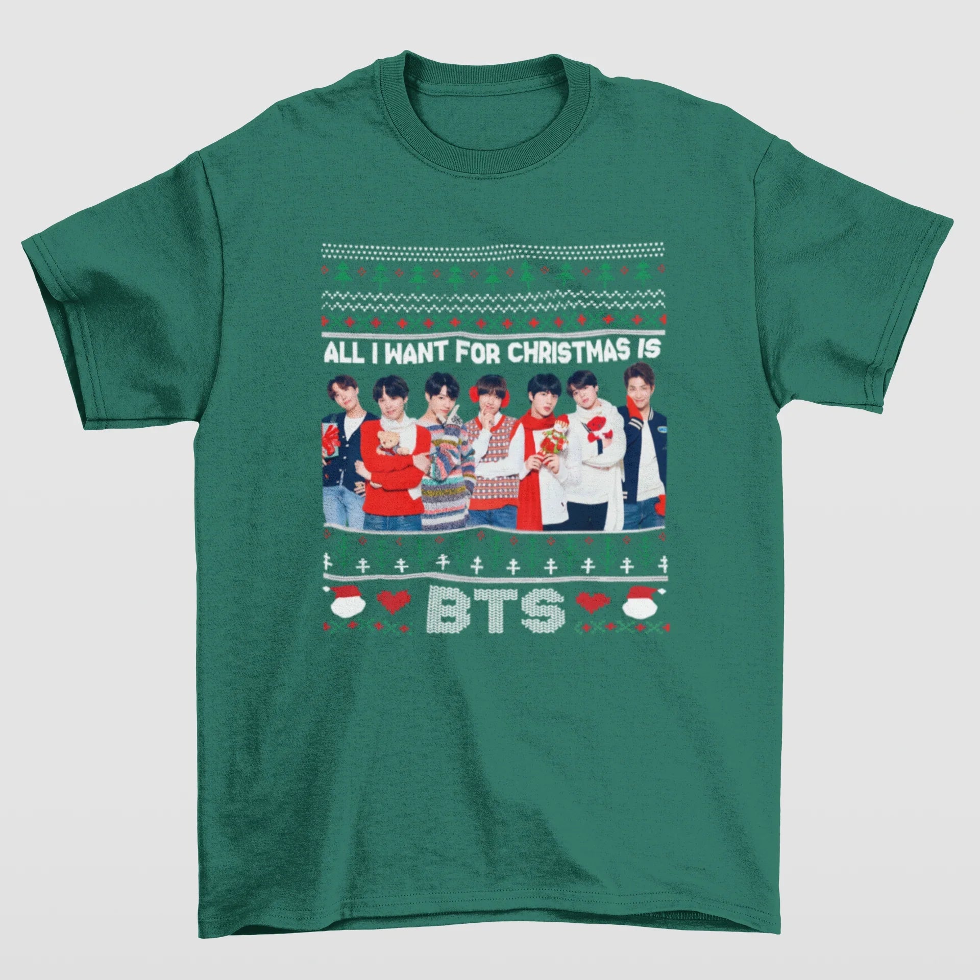 Camiseta Básica Christmas Bts Photo- verde