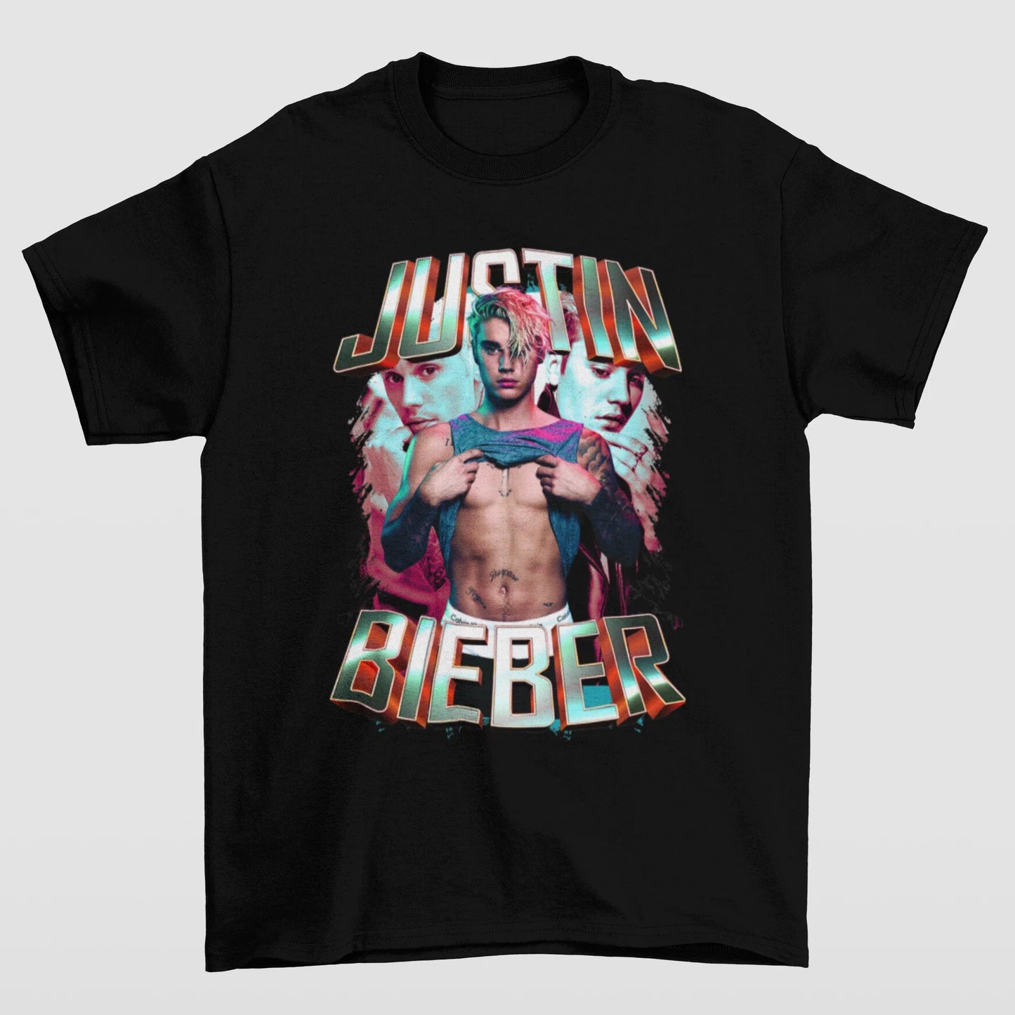 Camiseta Básica Justin Bieber Graphic Sexy- preto