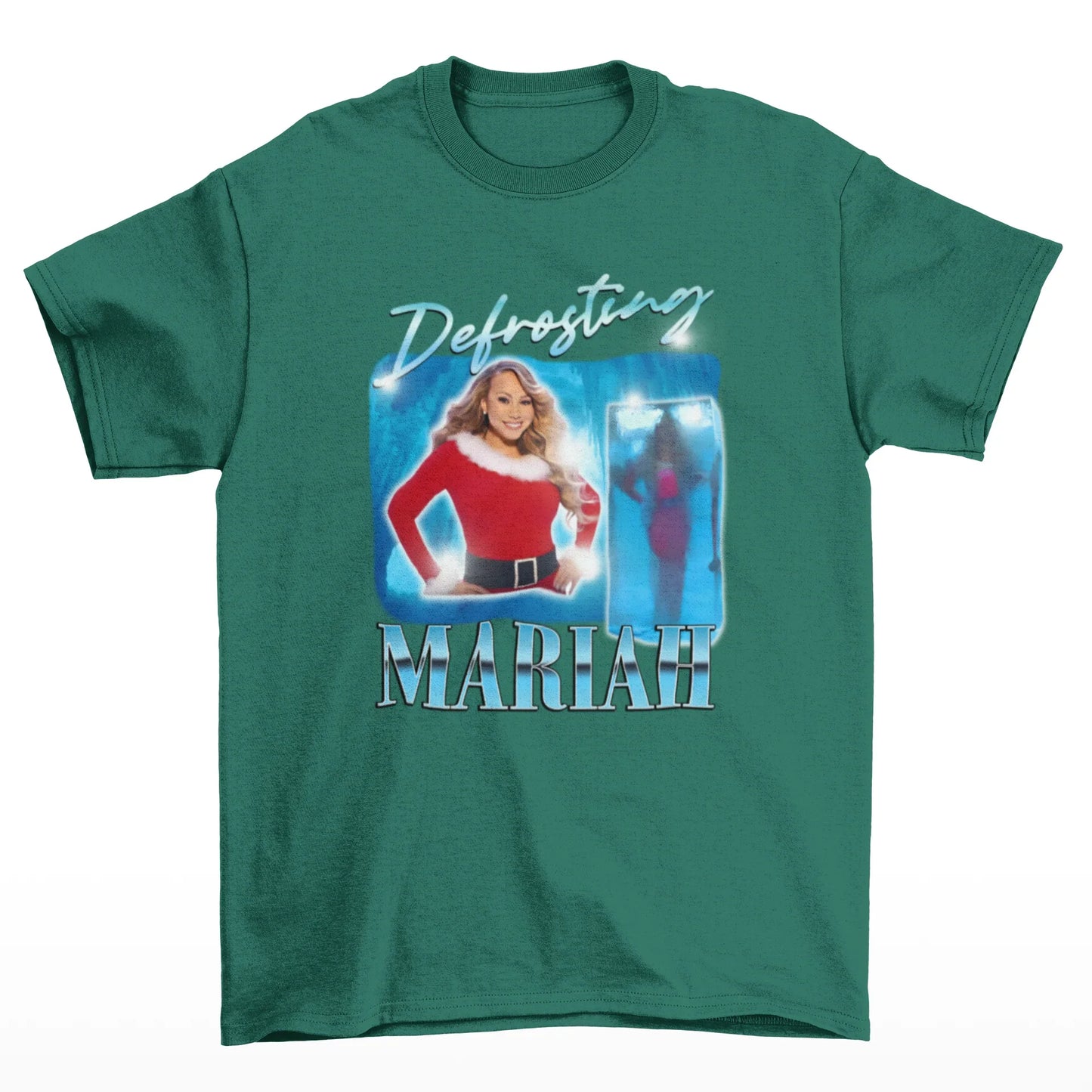 Camiseta Básica Christmas Mariah Carey Defrosting- verde