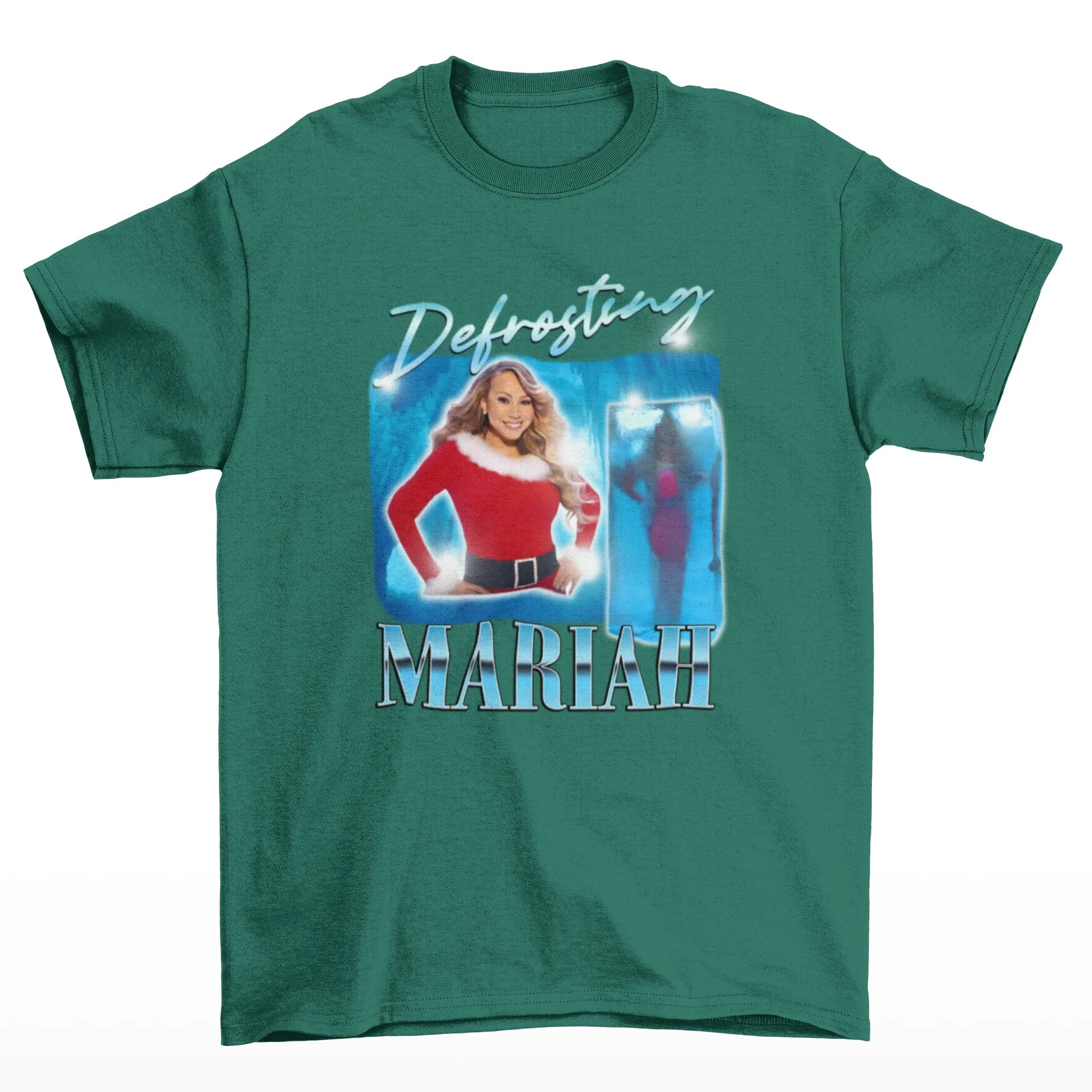 Camiseta Básica Christmas Mariah Carey Defrosting- verde