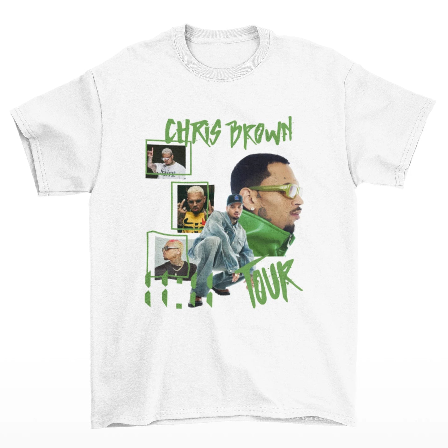 Camiseta Básica Chris Brown Tour Graphic- branco