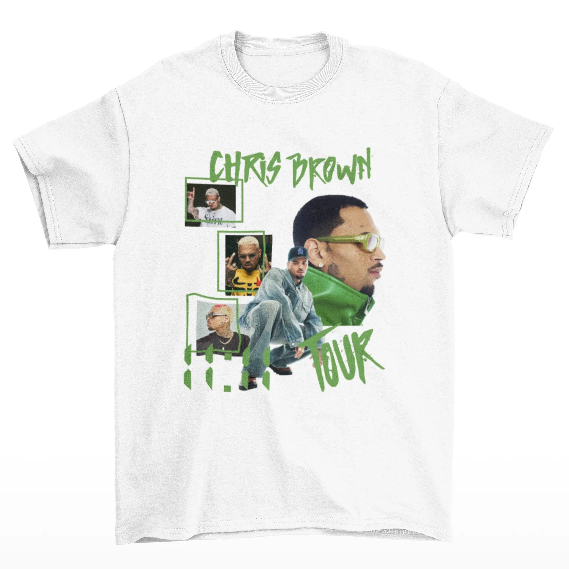 Camiseta Básica Chris Brown Tour Graphic- branco