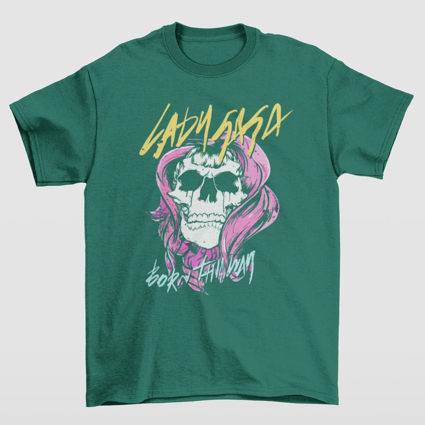 Camiseta Básica Lady Gaga Born This Way Skull