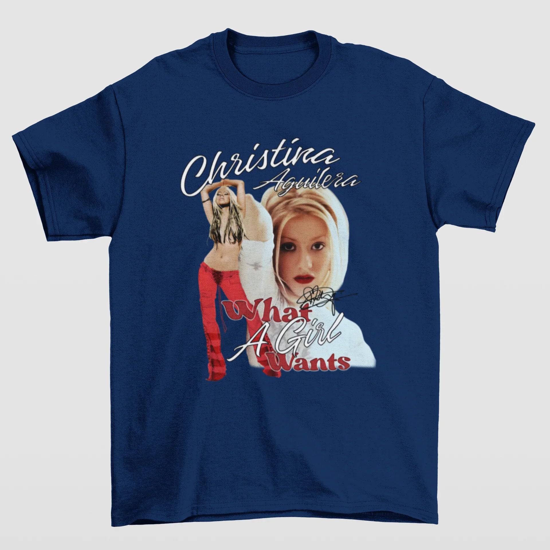 Camiseta Básica Christina Aguilera What a Girl Wants- azul-marinho