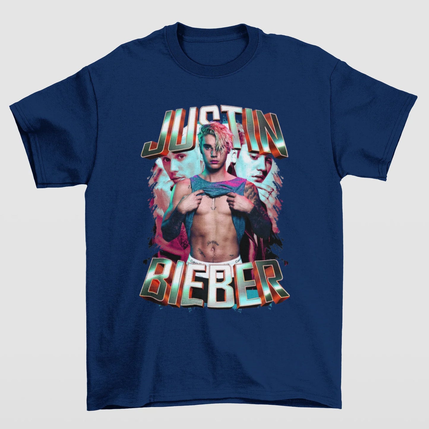 Camiseta Básica Justin Bieber Graphic Sexy- azul-marinho