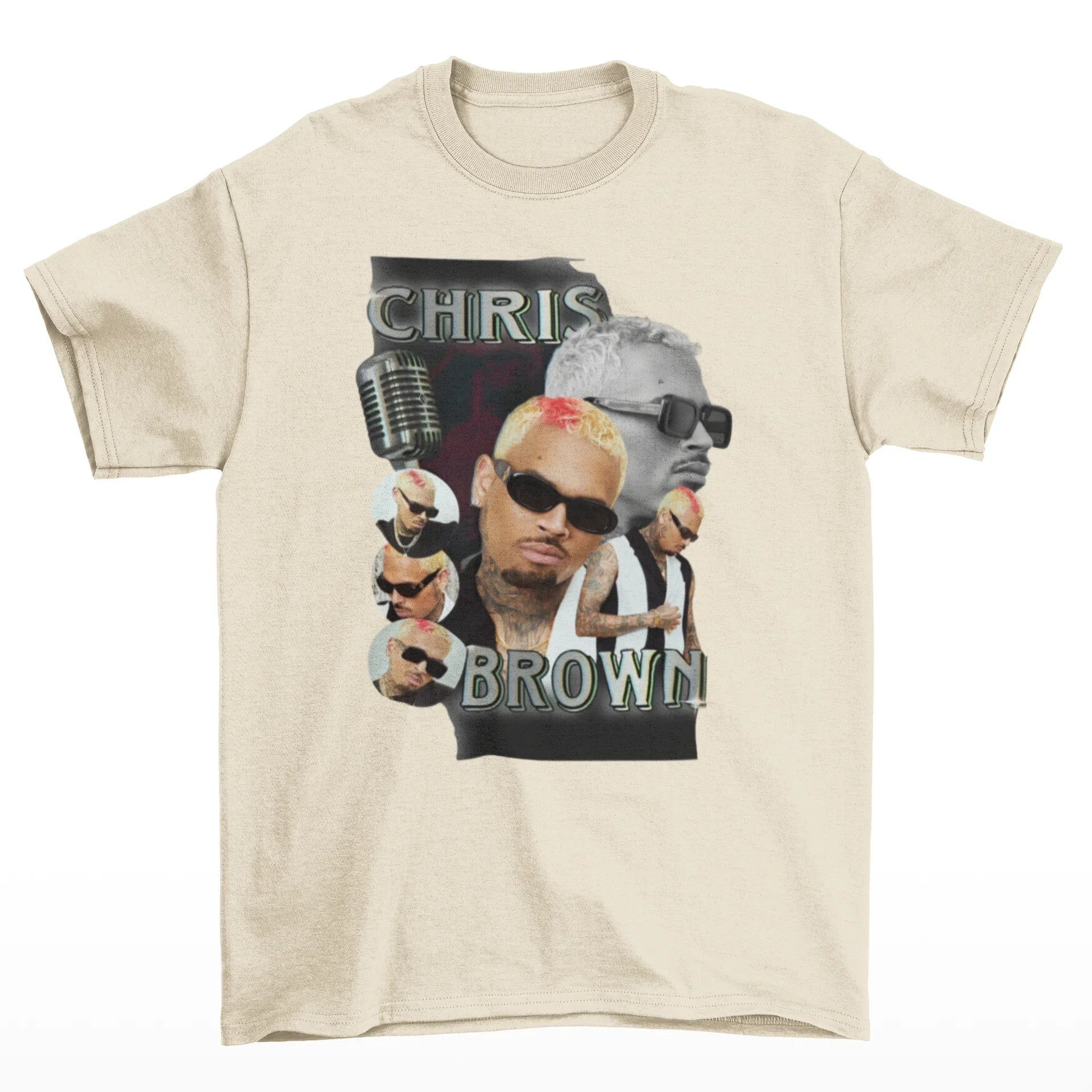 Camiseta Básica Chris Brown Aesthetic Graphic- pérola