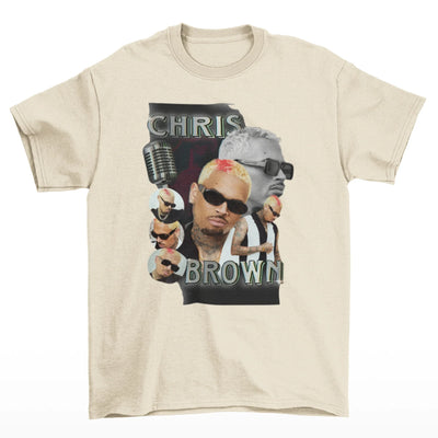 Camiseta Básica Chris Brown Aesthetic Graphic- pérola
