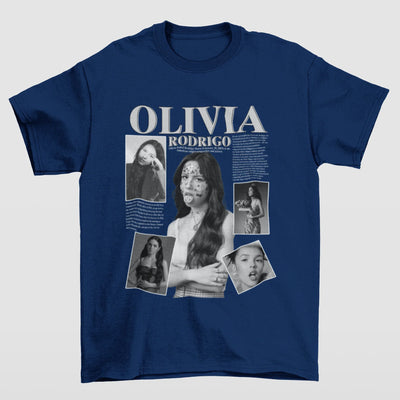 Camiseta Básica Olivia Rodrigo Black and White- azul-marinho
