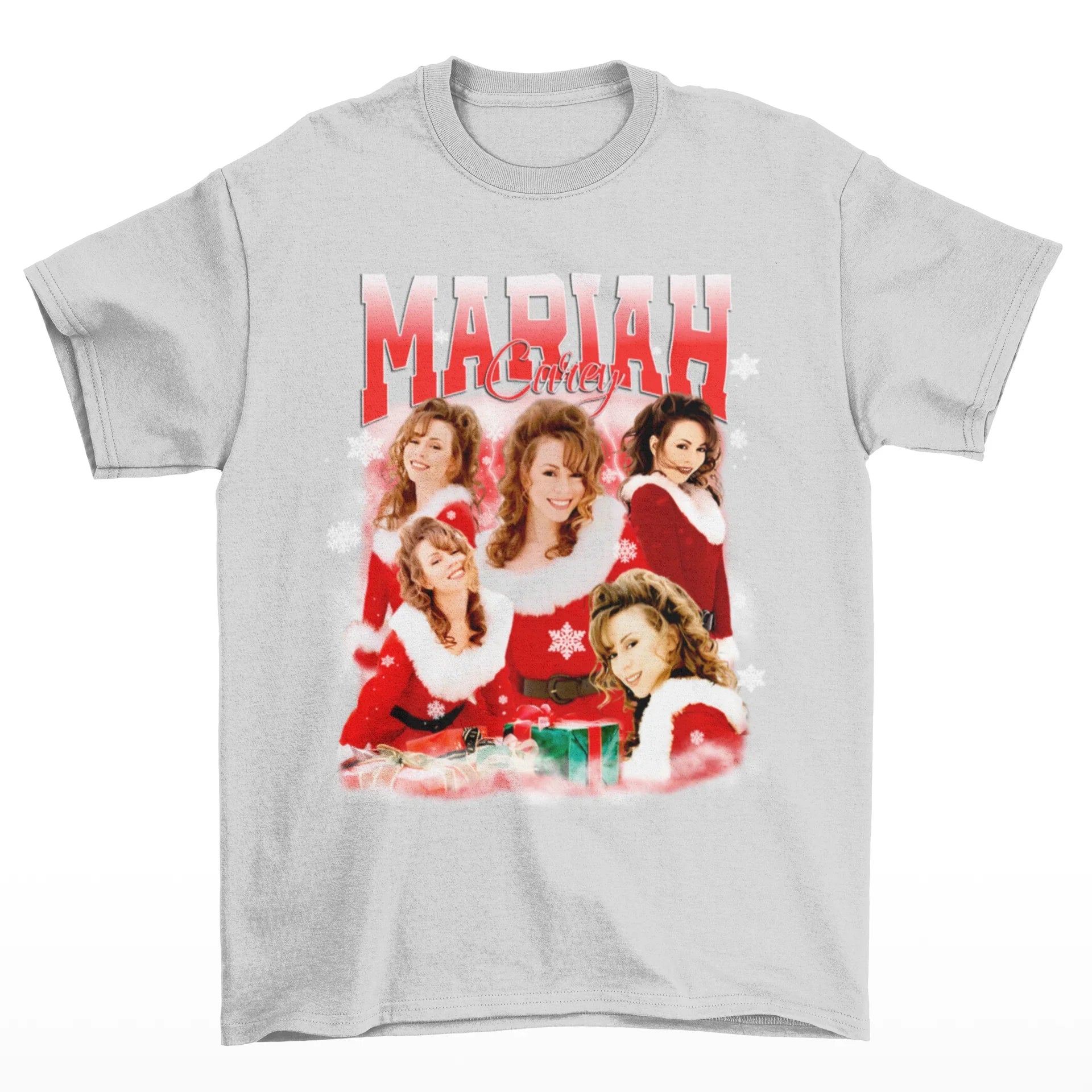 Camiseta Básica Christmas Mariah Carey- cinza