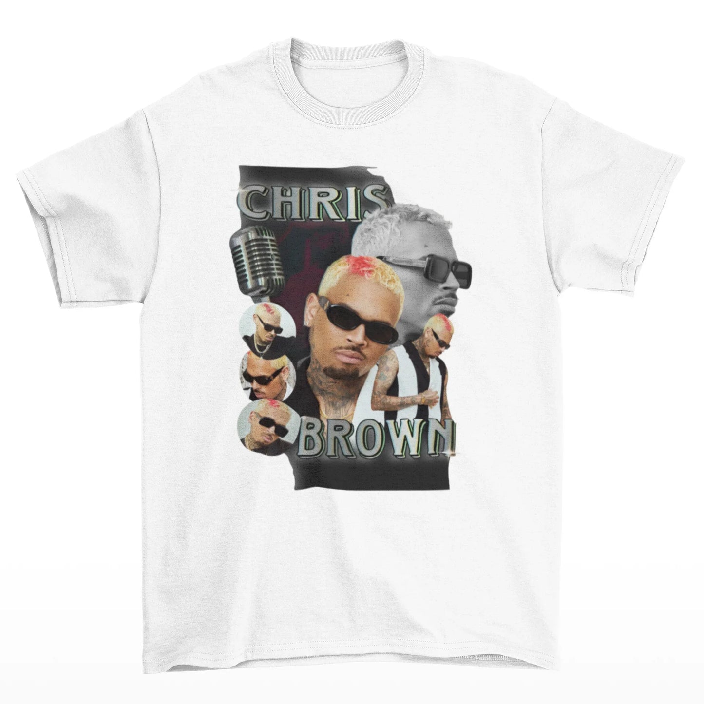 Camiseta Básica Chris Brown Aesthetic Graphic- branco