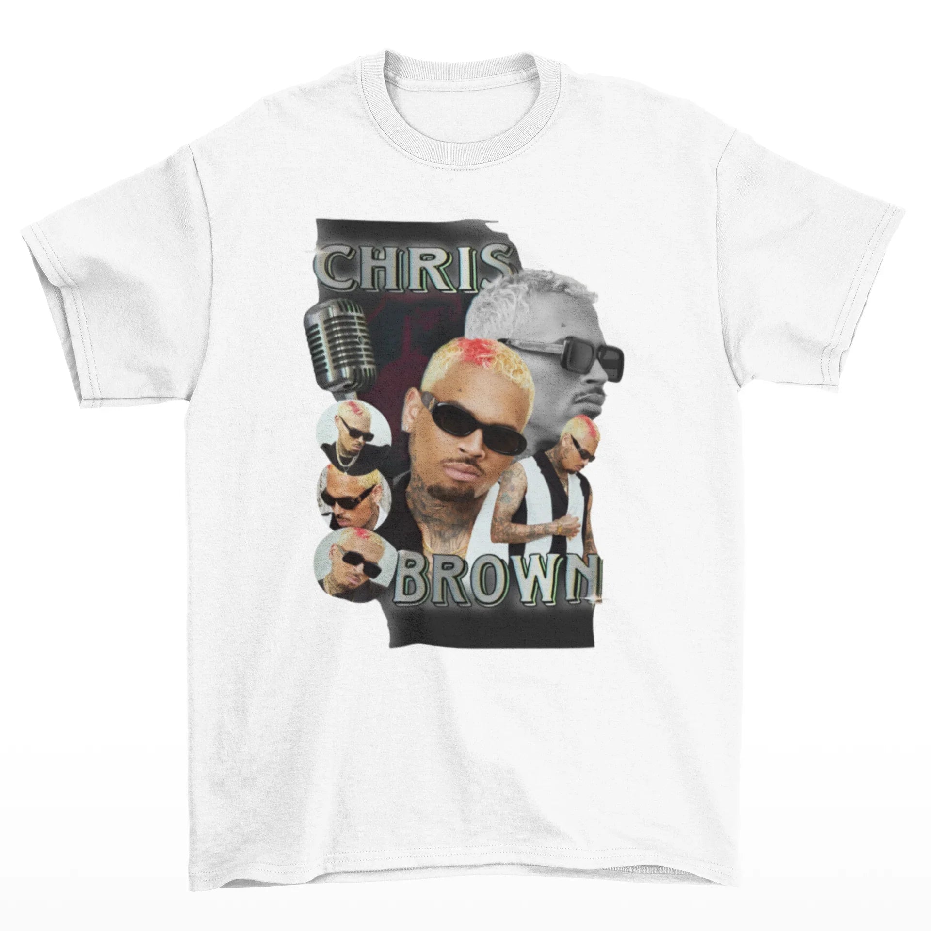 Camiseta Básica Chris Brown Aesthetic Graphic- branco