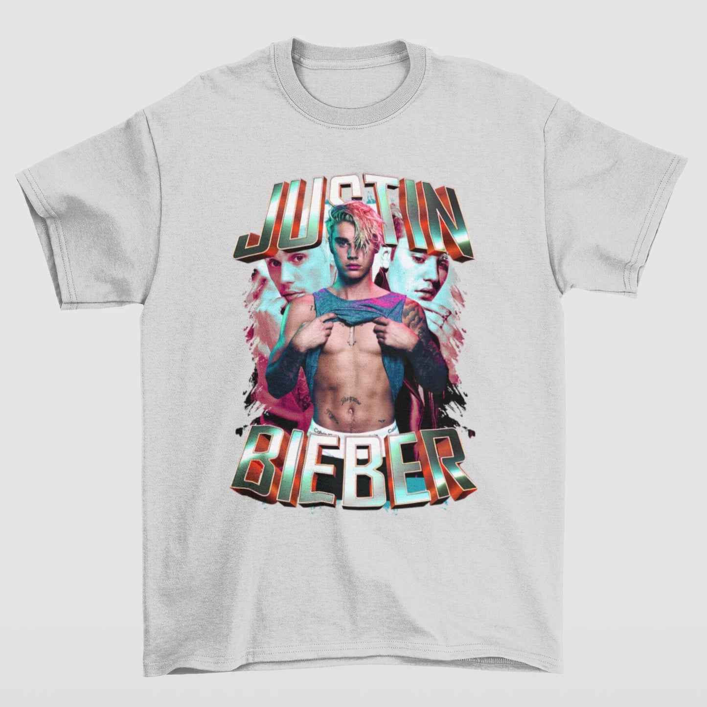Camiseta Básica Justin Bieber Graphic Sexy- cinza