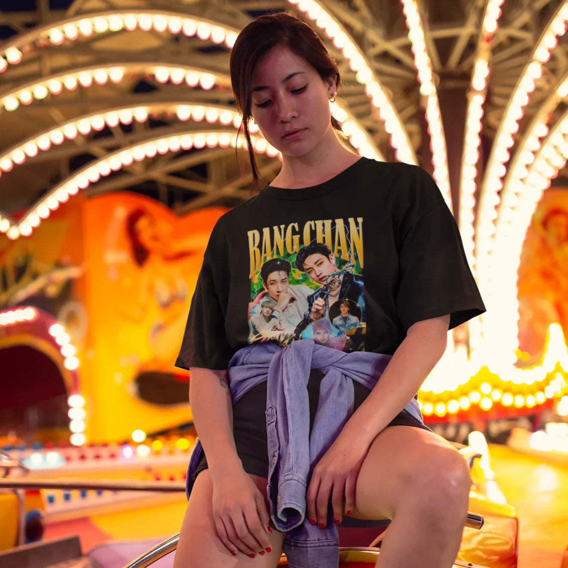 Camiseta Básica Stray Kids Bang Chan Retro