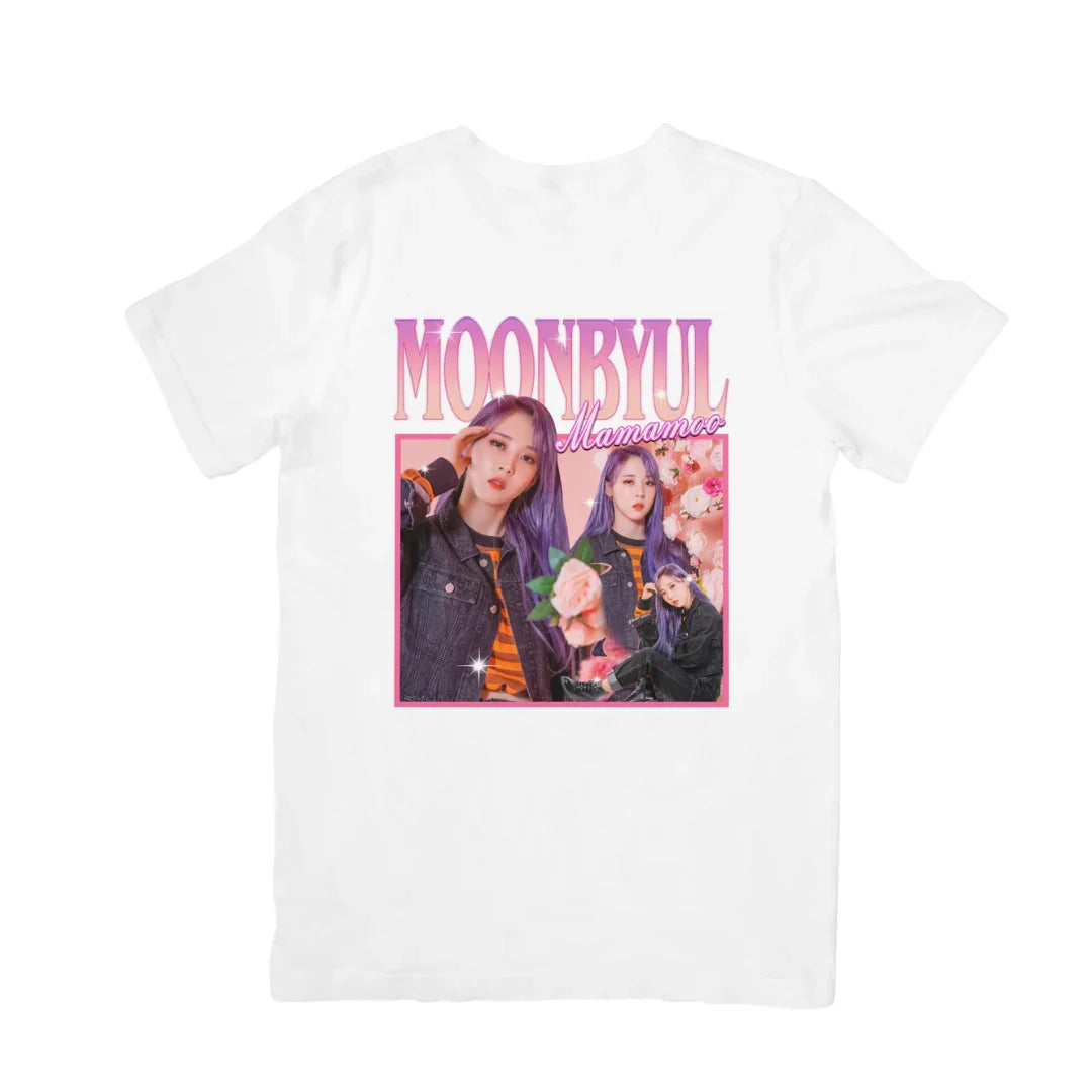 Camiseta Básica Mamamoo Moonbyul Graphic - branco