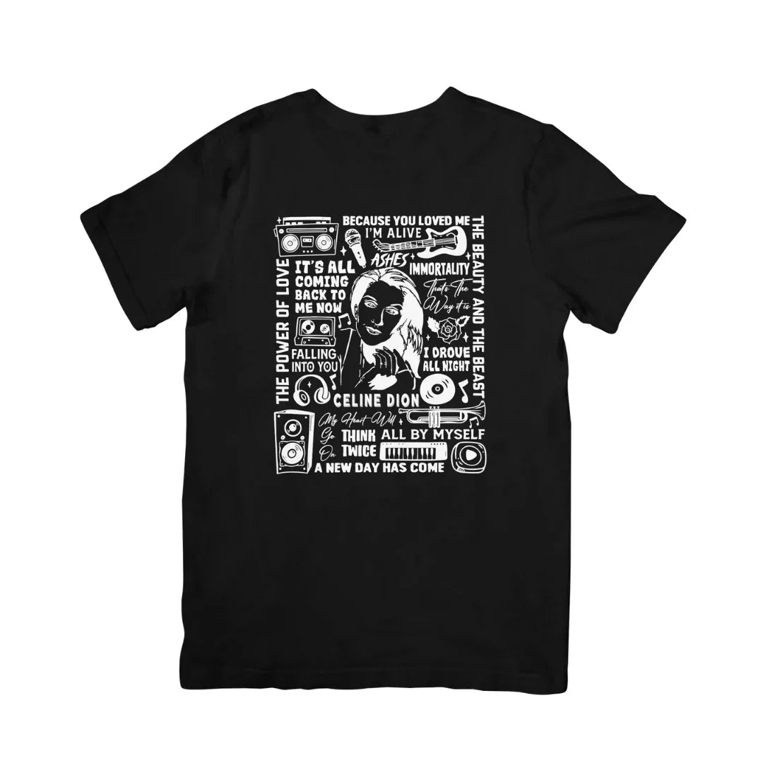 Camiseta Básica Céline Dion Musics Preto
