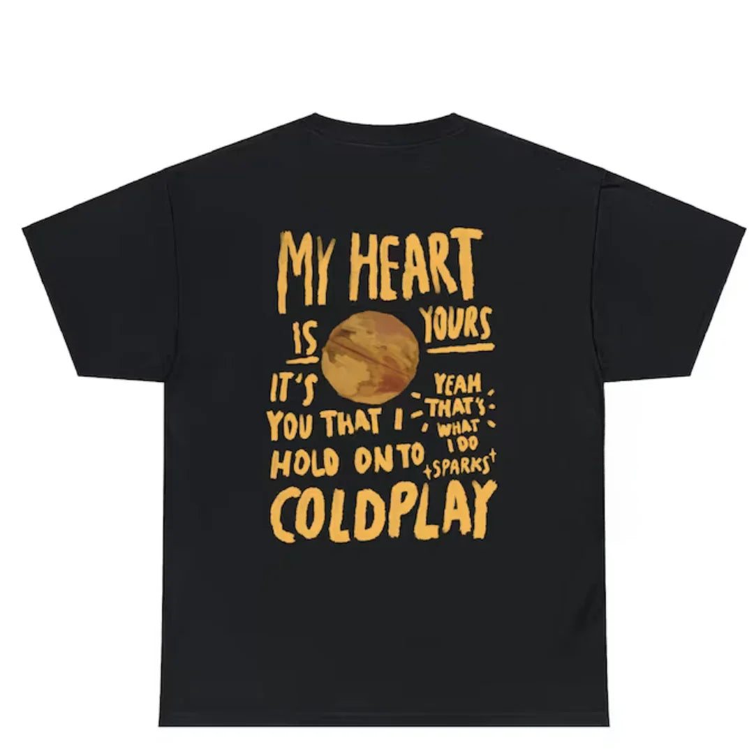 Camiseta Básica Coldplay My Heart Is Yours- PRETO