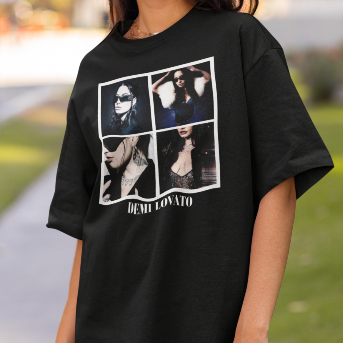 Camiseta Oversized Demi Lovato Collage Edit