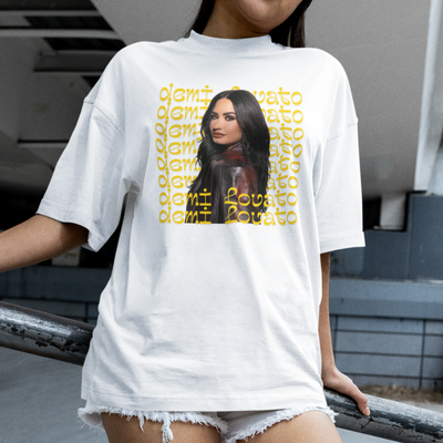 Camiseta Oversized Demi Lovato Yellow Name