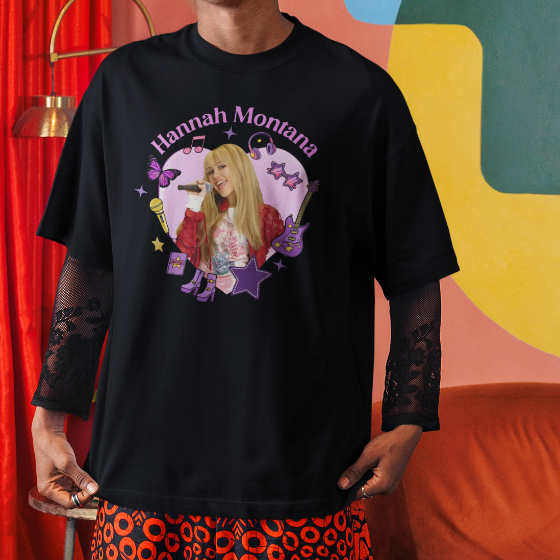 Camiseta Básica Hannah Montana Icons