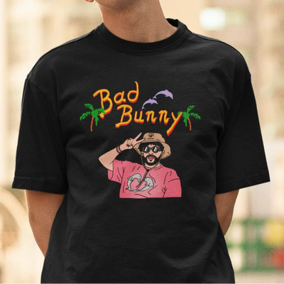 Camiseta Básica Bad Bunny Cartoon