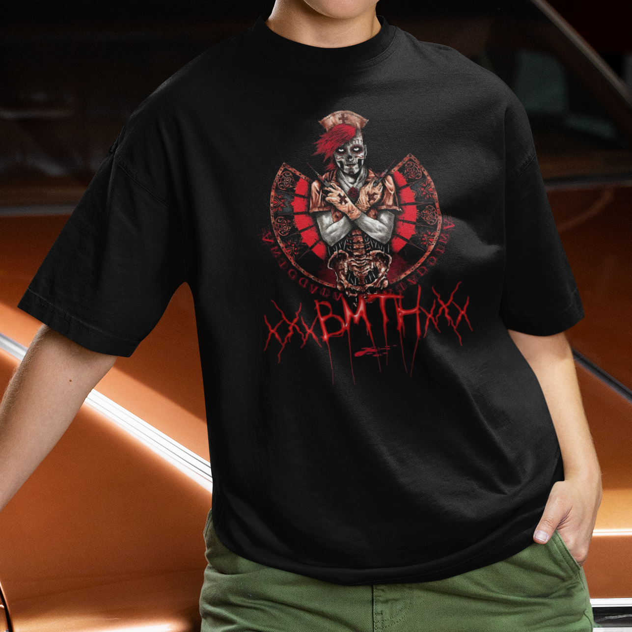 Camiseta Básica Bring Me The Horizon Red Skull