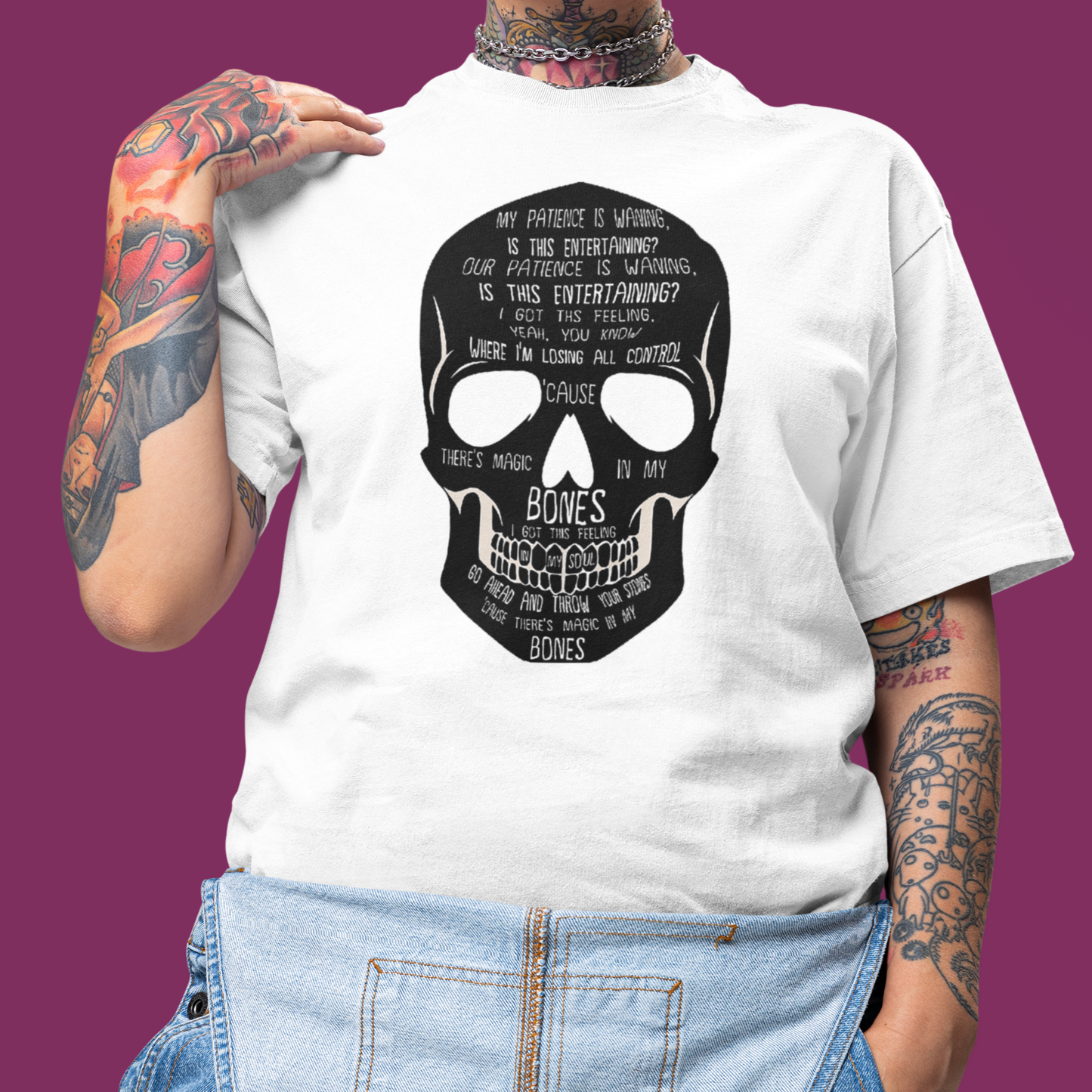 Camiseta Básica Imagine Dragons Bones Lyric