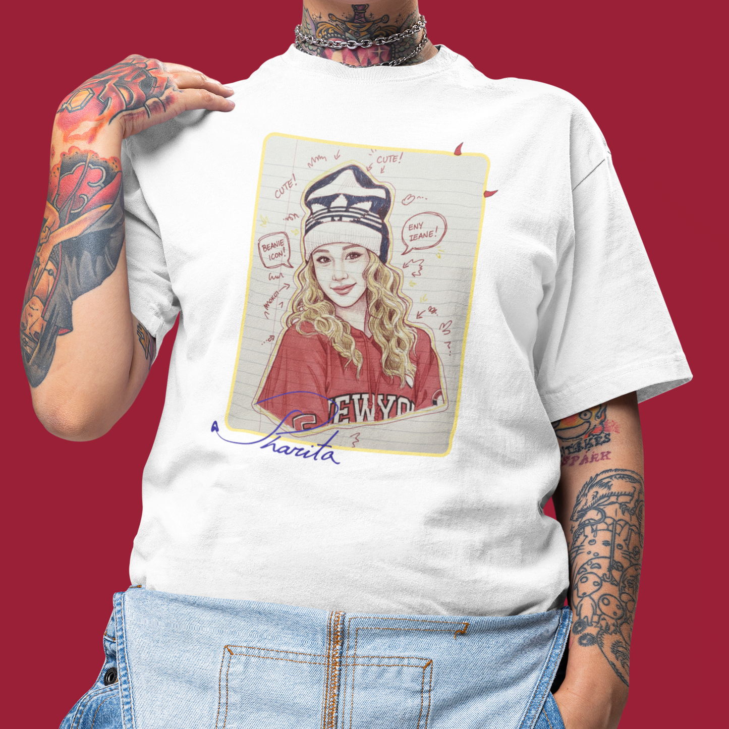 Camiseta Básica Babymonster Pharita Illustration