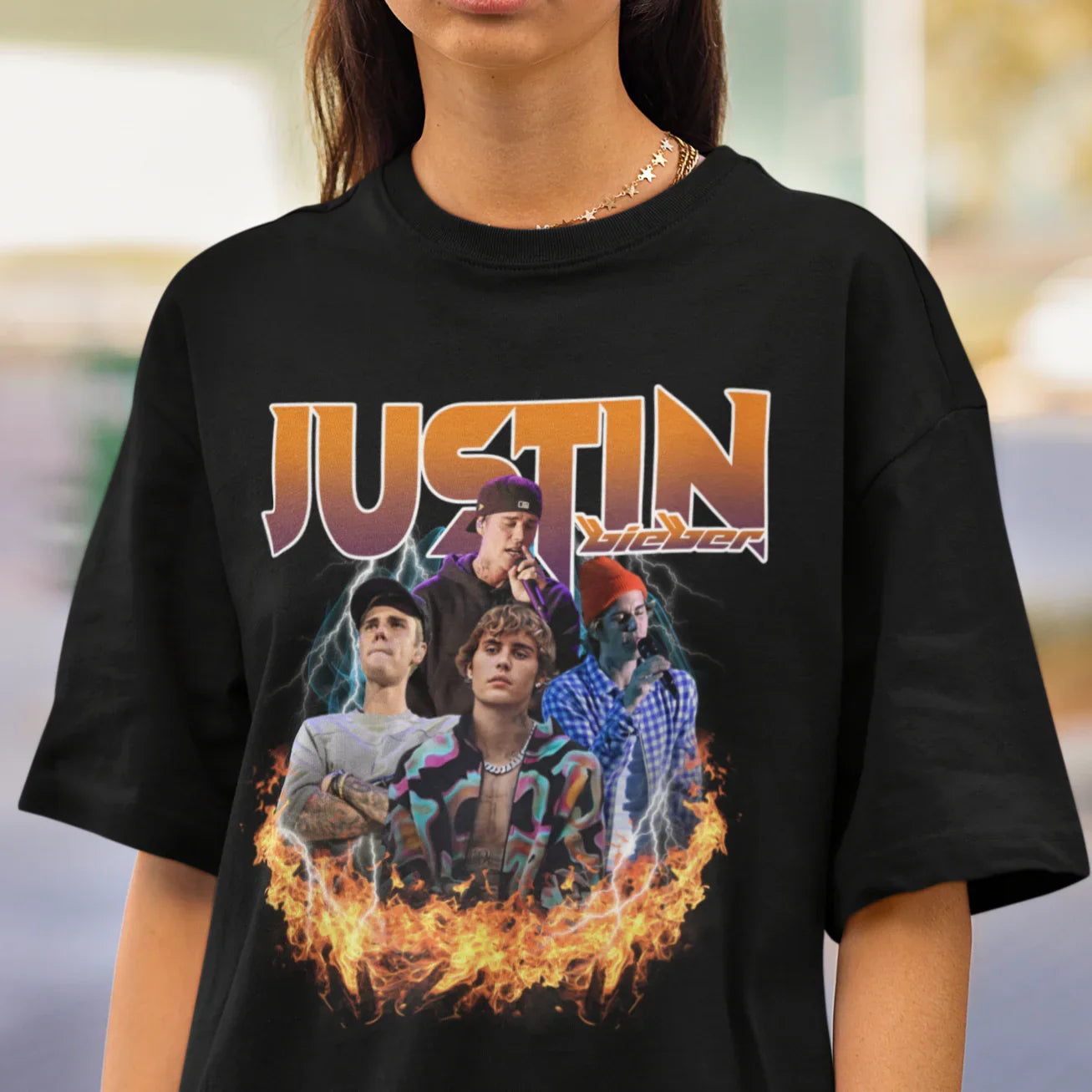 Camiseta Básica Justin Bieber Fire