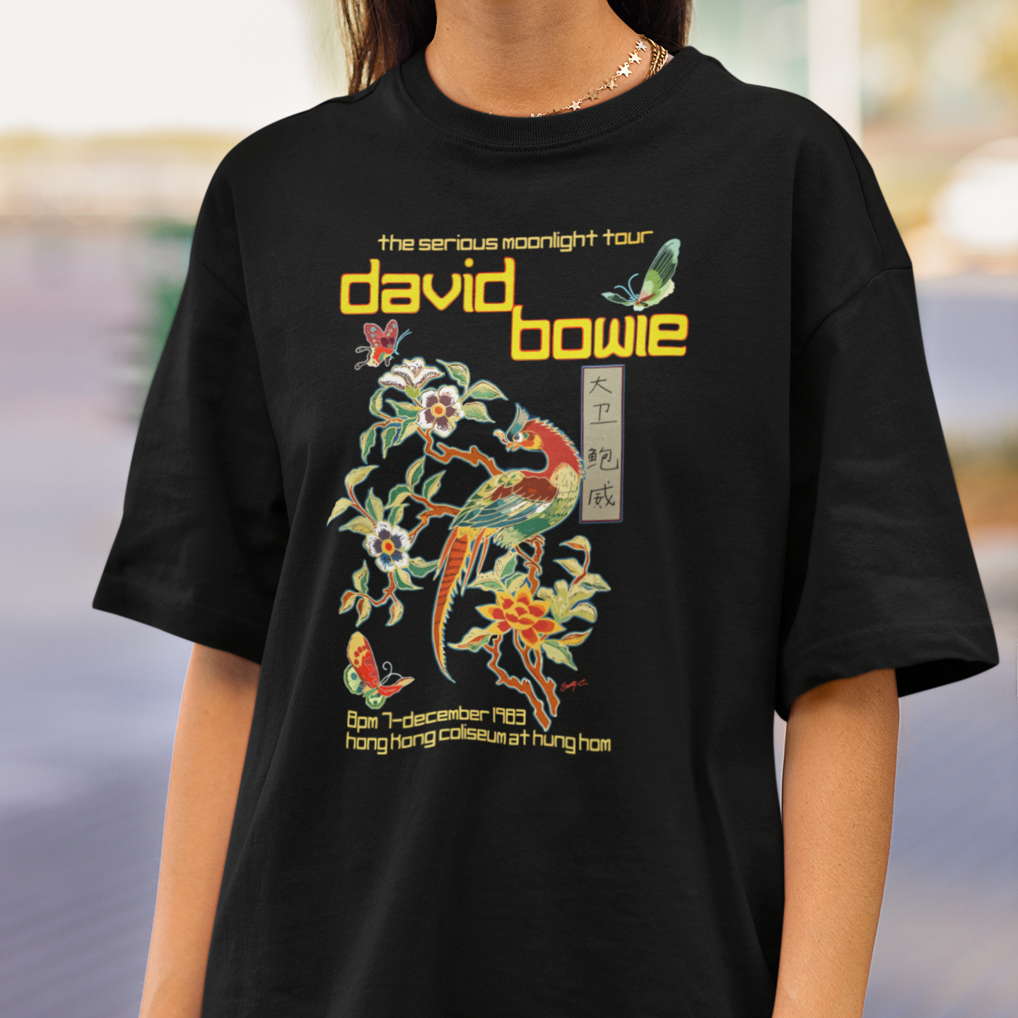 Camiseta Básica David Bowie The Serious Moonlight Hongkong Tour